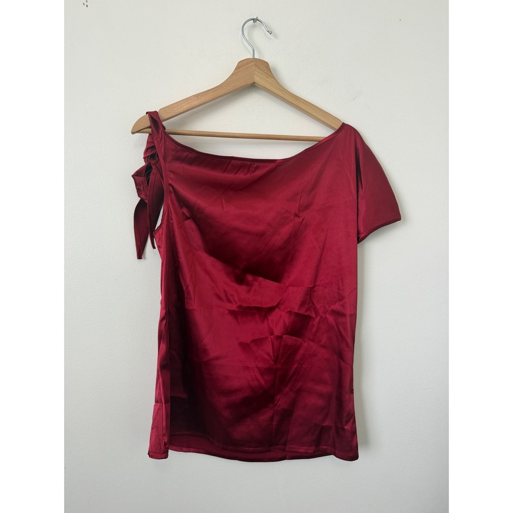 VIDUSSA Women's Off-Shoulder Silk Top – Red – Size Medium – NWT - Picture 4 of 5